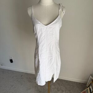 NWT Abercrombie & Fitch White Linen Blend Mini Dress Tie Strap Sleeveless Small